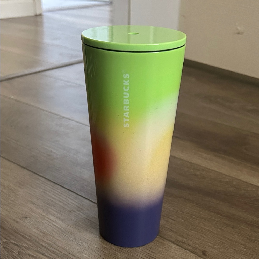 Starbucks Green Yellow Purple Ombre Travel Tumbler